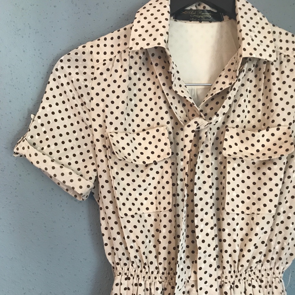 New w/o tags cream and brown polka dotted dress